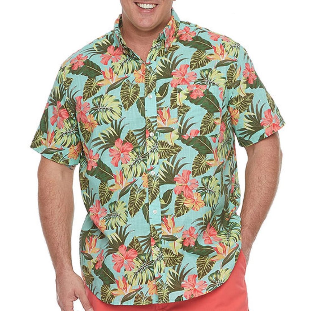 Plus Size Big & Tall Men's Short Sleeve Tropical Print Shirt 6X